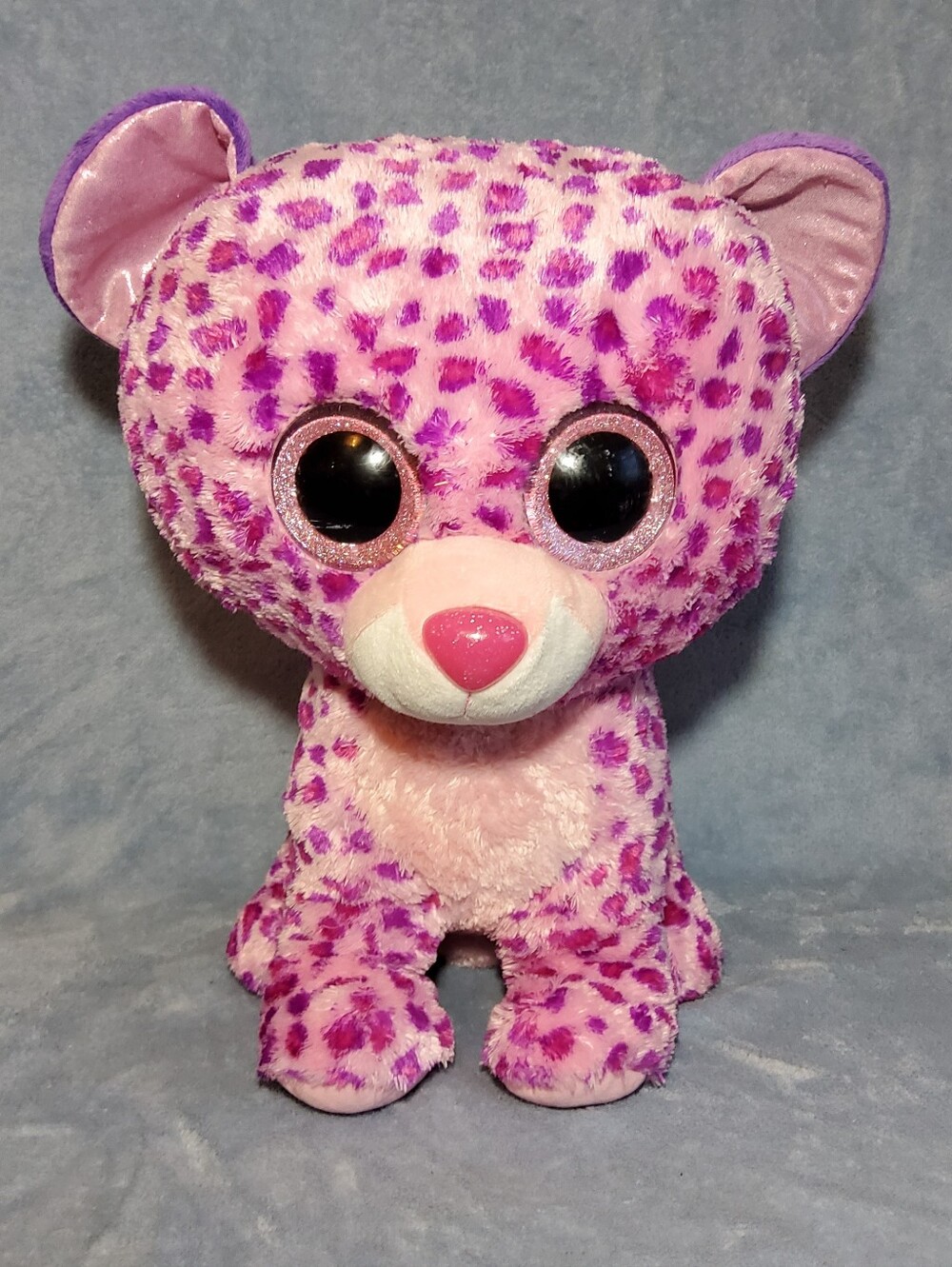 Jumbo TY Beanie Baby Boo Glamour The Pink Cheetah Loepard Stuffed Animal 16"
